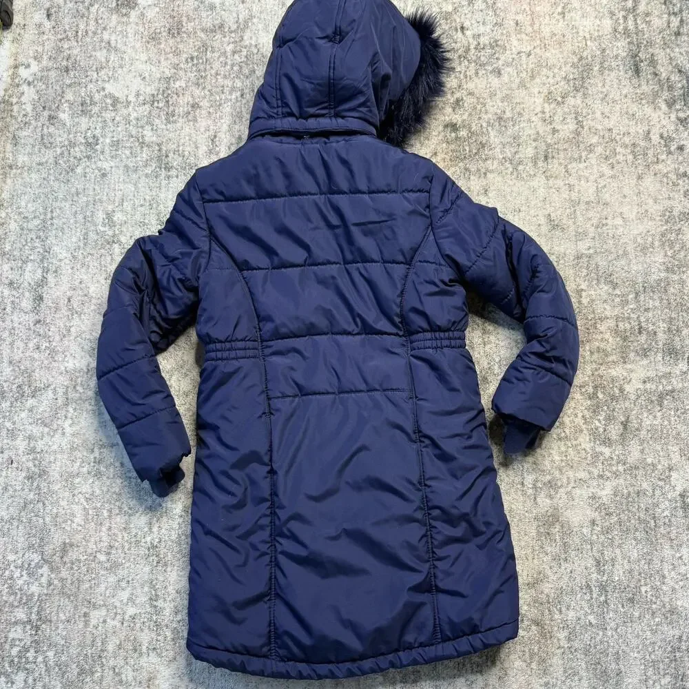 Gymboree Water-Resistant Puffer Coat sz L 10-12 NWT Faux Fur Blue Winter Warm